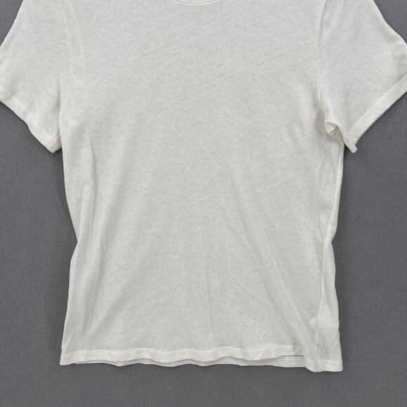 ENZA COSTA Cashmere Loose Short Sleeve Tee Womens XS Cream Crew Neck Relaxed NEW - Picture 7 of 13